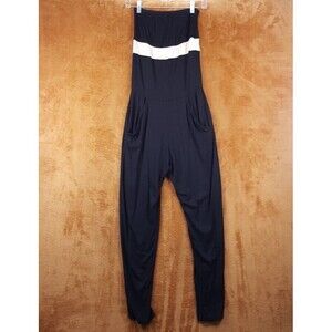 RACHEL PALLY Womens Jumpsuit XS Black Stripe Pull On Strapless Modal Stretch